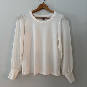 Banana Republic Chiffon Long Sheer Sleeve Blouse Ivory XS Elegant Lightweight